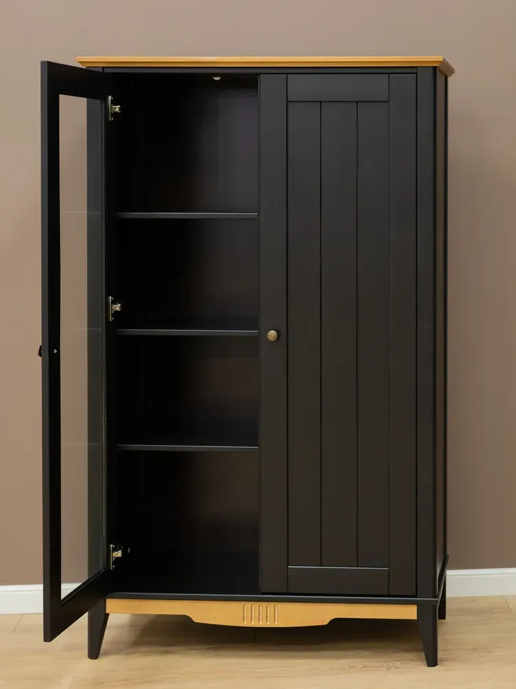 Шкаф для посуды натуральное дерево 11 Пенни блэк/антик 24