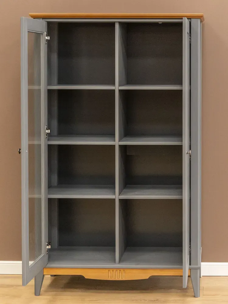 Шкаф для посуды со стеклом 11 Пенни серый 7046/антик 24