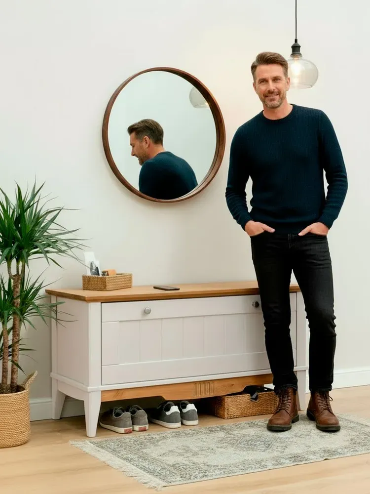 Тумба для обуви Пенни белый воск/антик 24