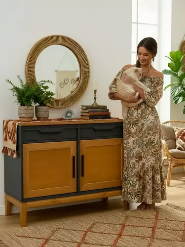 Тумба с 2 ящиками 22 Гранада серый 7016/антик 24