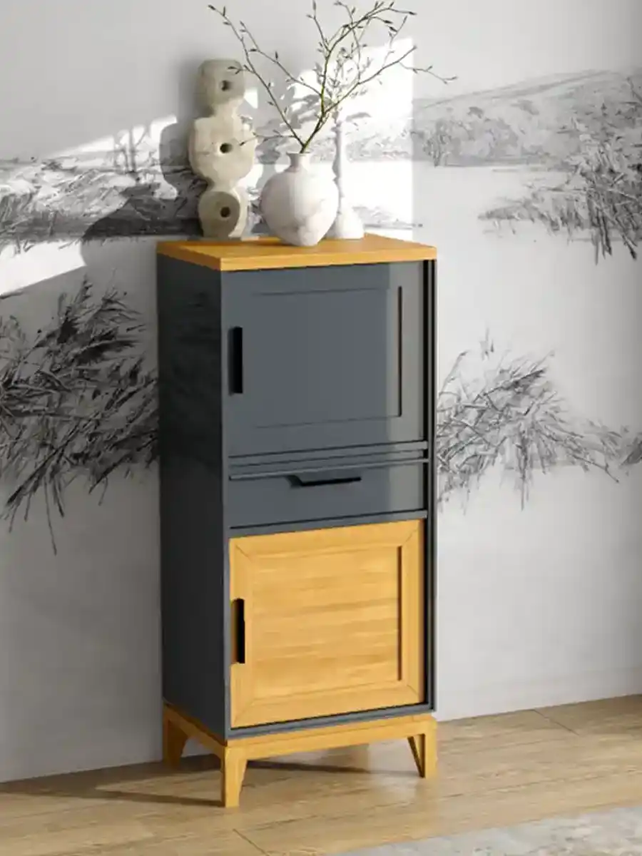 Шкаф буфет напольный для посуды 21 Гранада серый 7016/антик 24