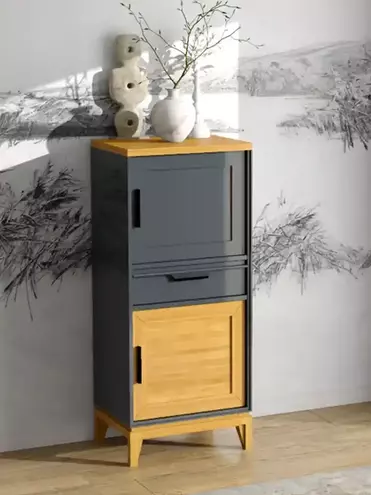 Шкаф буфет напольный для посуды 21 Гранада серый 7016/антик 24