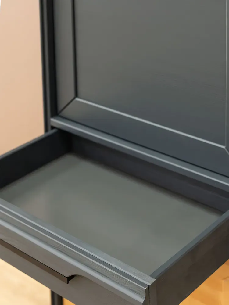 Шкаф буфет напольный для посуды 21 Гранада серый 7016/антик 24