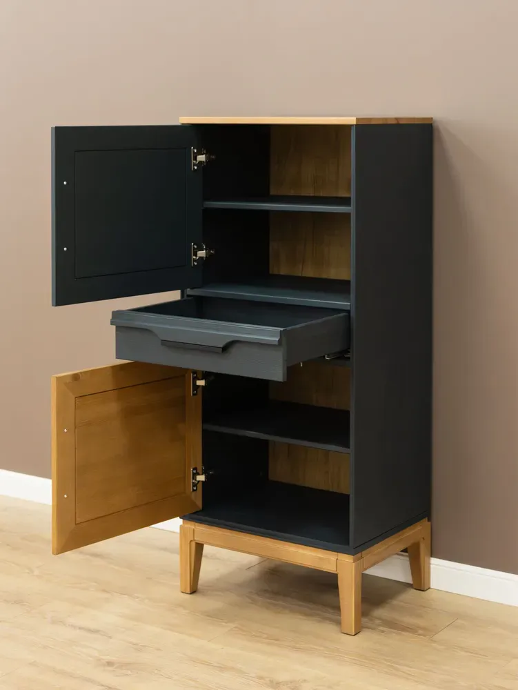 Шкаф буфет напольный для посуды 21 Гранада серый 7016/антик 24