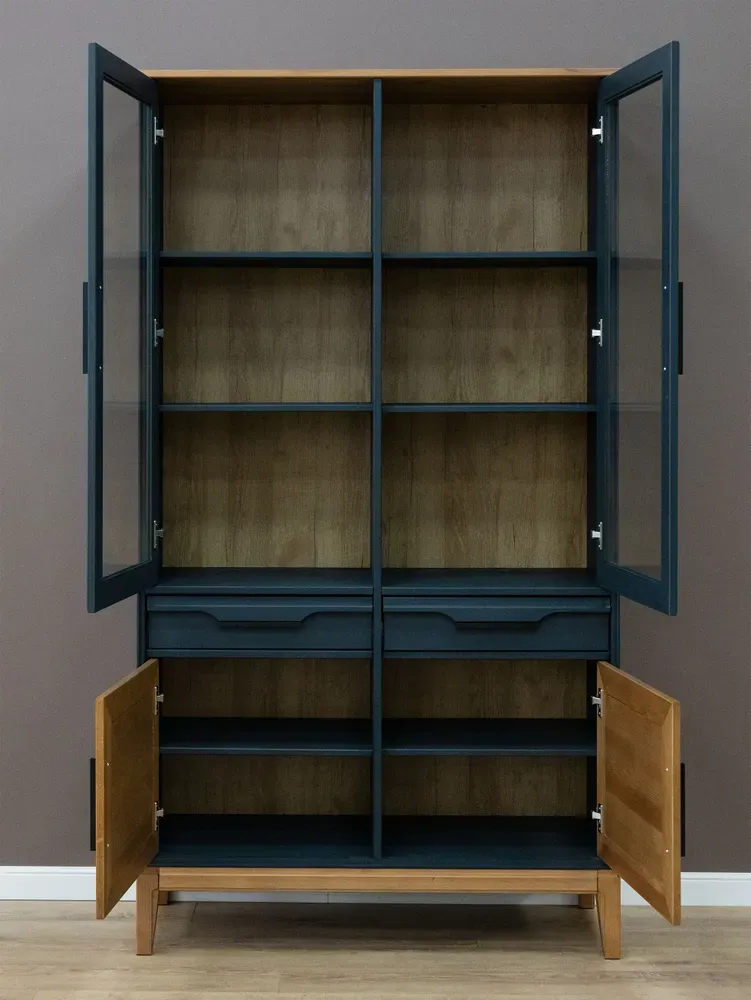 Шкаф с дверцами и ящиками для посуды 222 Гранада серый 7016/антик 24