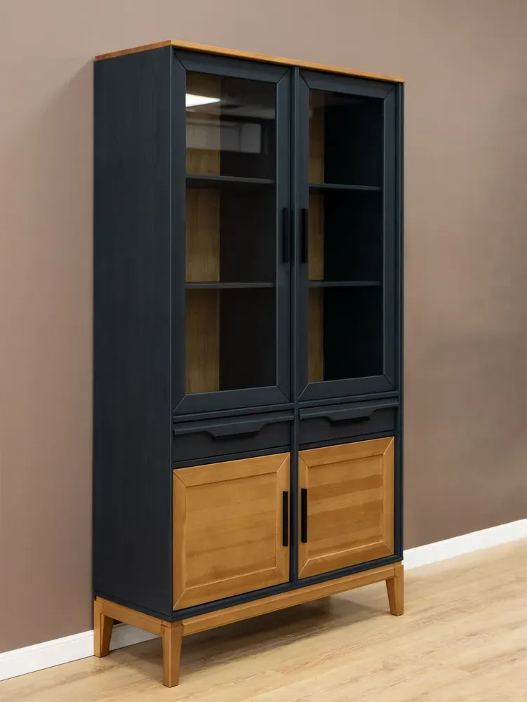 Шкаф с дверцами и ящиками для посуды 222 Гранада серый 7016/антик 24