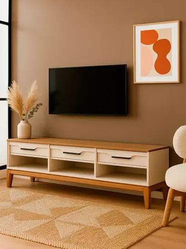 Тумба ТВ с полками 03 Гранада белый воск/антик 24