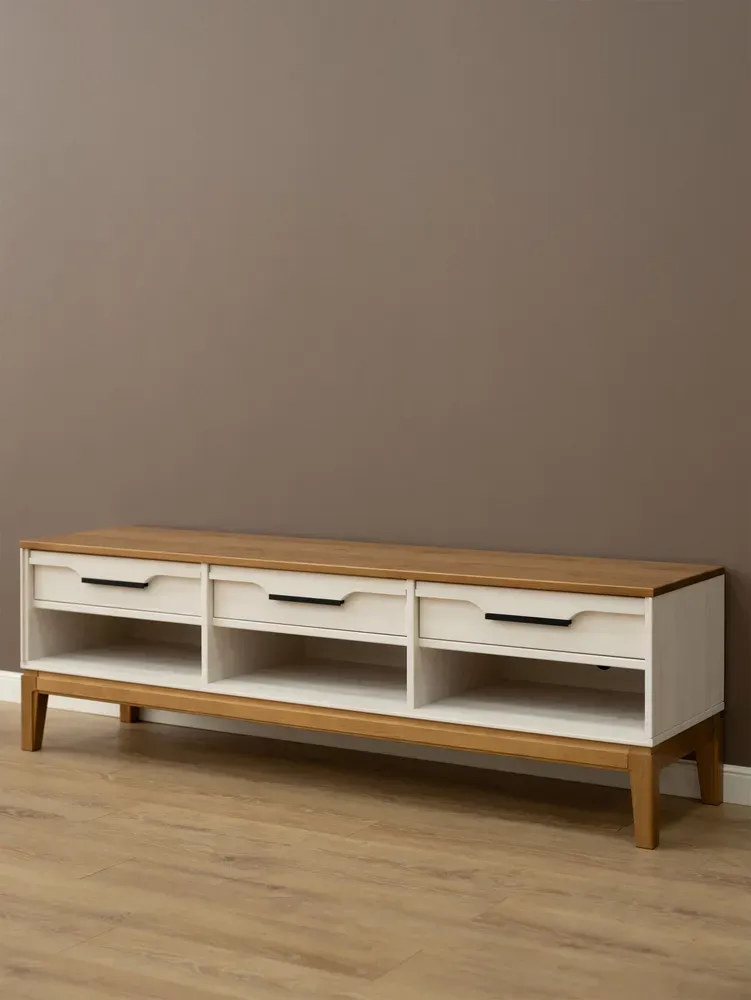 Тумба ТВ с полками 03 Гранада белый воск/антик 24