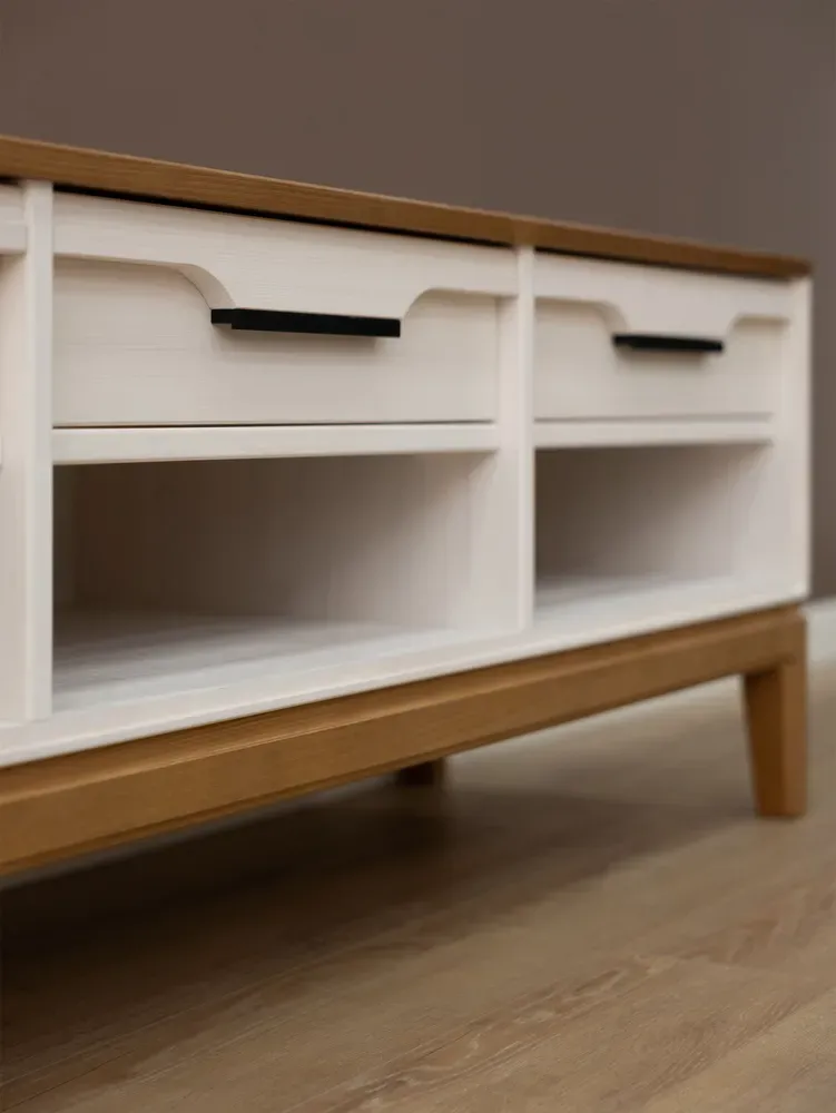 Тумба ТВ с полками 03 Гранада белый воск/антик 24