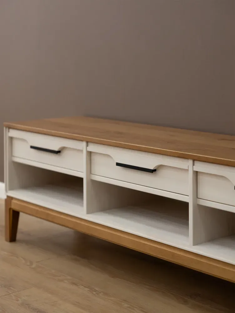 Тумба ТВ с полками 03 Гранада белый воск/антик 24