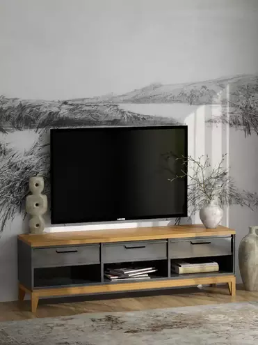 Тумба ТВ с ящиками 03 Гранада серый 7016/антик 24