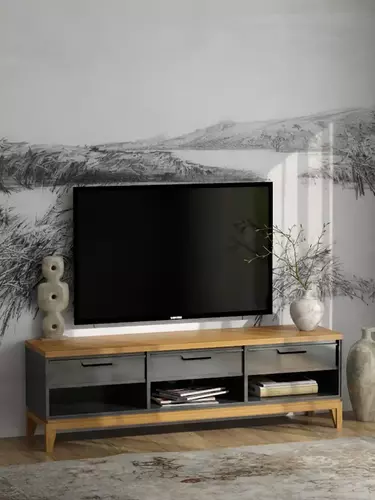 Тумба ТВ с ящиками 03 Гранада серый 7016/антик 24