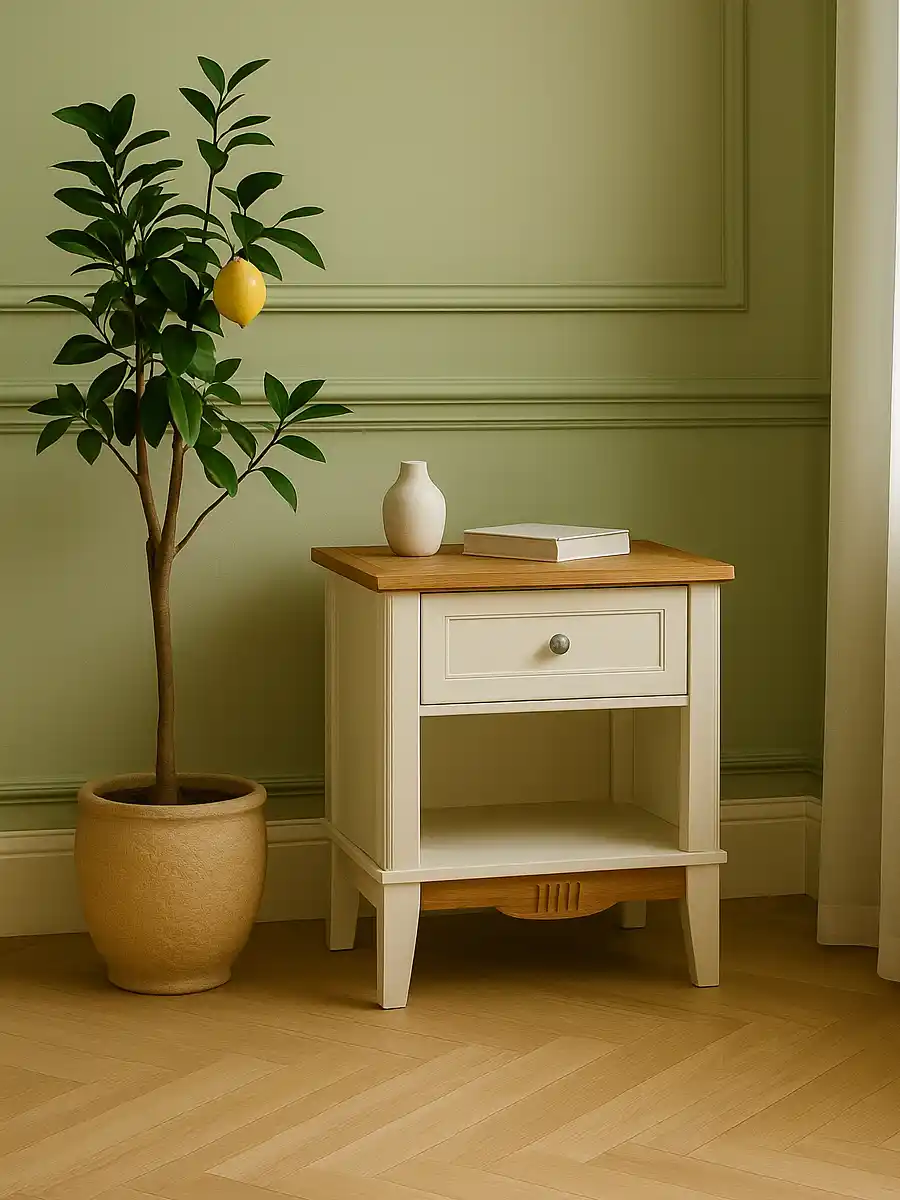 Тумба прикроватная Пенни белый воск/антик 24 (NN новые направляющие)