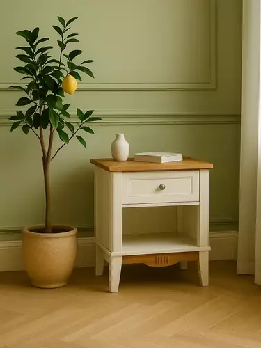 Тумба прикроватная Пенни белый воск/антик 24 (NN новые направляющие)