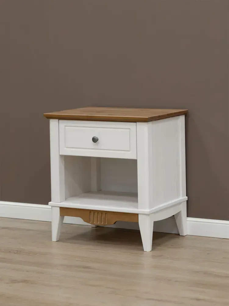 Тумба прикроватная Пенни белый воск/антик 24 (NN новые направляющие)
