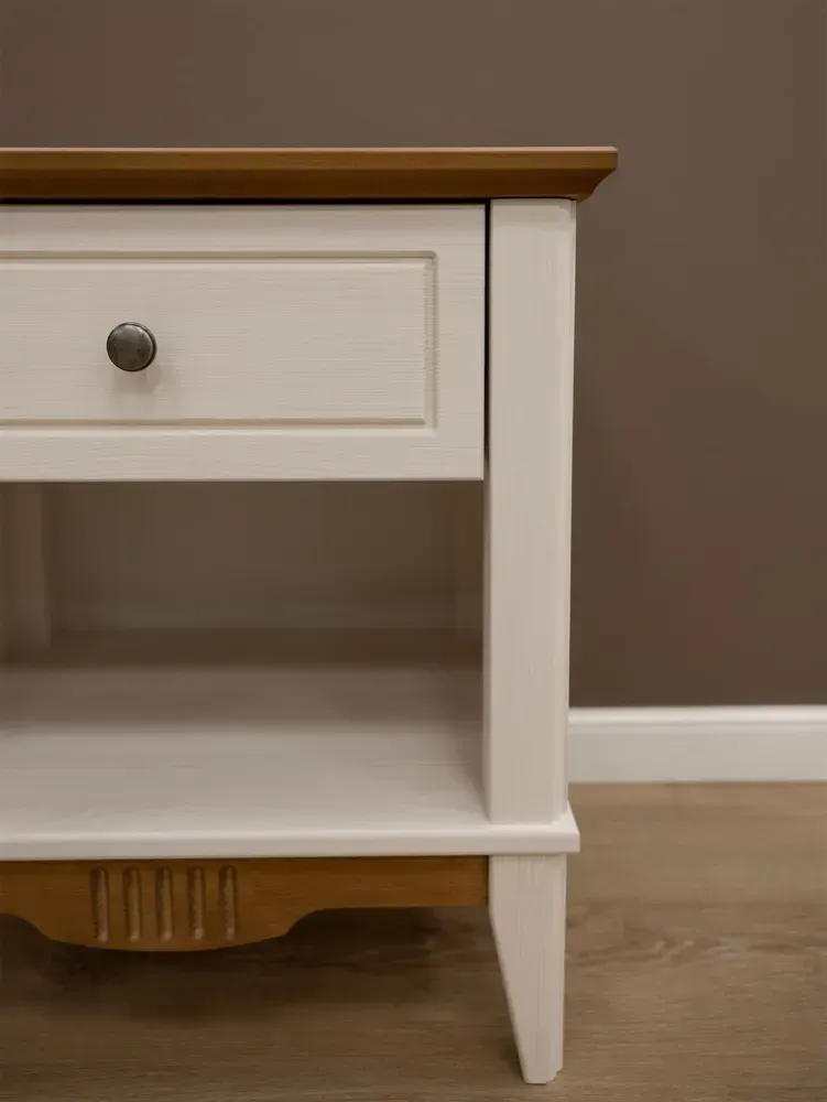 Тумба прикроватная Пенни белый воск/антик 24 (NN новые направляющие)