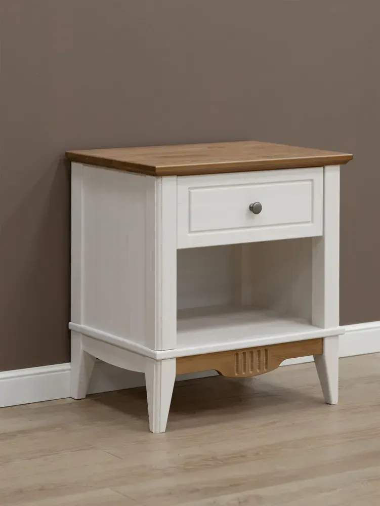 Тумба прикроватная Пенни белый воск/антик 24 (NN новые направляющие)