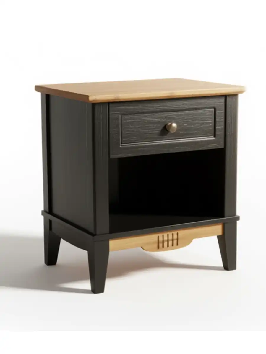 Тумба прикроватная Пенни блэк/антик 24 (NN новые направляющие)