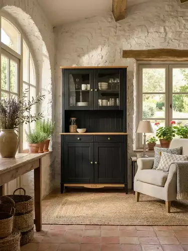 Буфет из массива сосны Пенни NN черный сапфир/антик 24