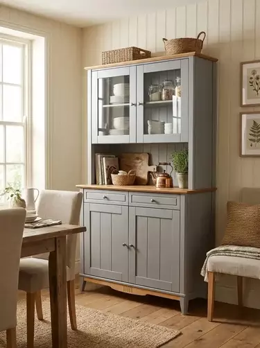 Буфет из массива сосны Пенни серый 7046/антик 24