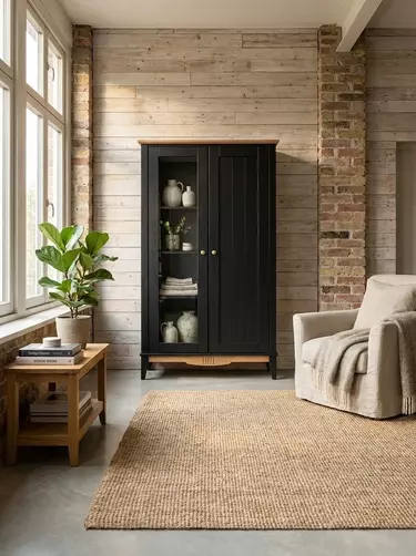 Шкаф для посуды натуральное дерево 11 Пенни черный сапфир/антик 24