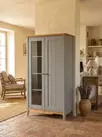 Шкаф для посуды со стеклом 11 Пенни серый 7046/антик 24