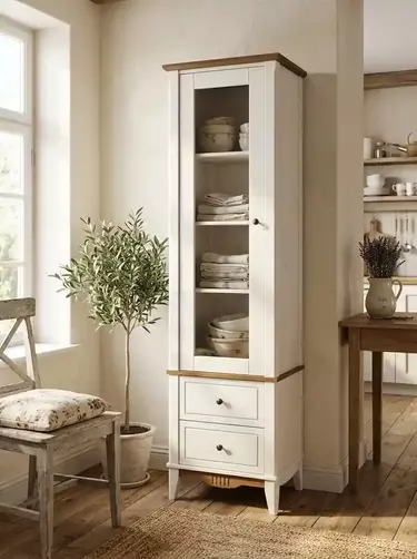 Шкаф для посуды с ящиком Пенни 12 белый кварц/антик 24