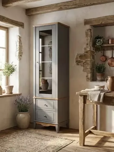 Шкаф для посуды с ящиком Пенни 12 серый 7046-антик 24