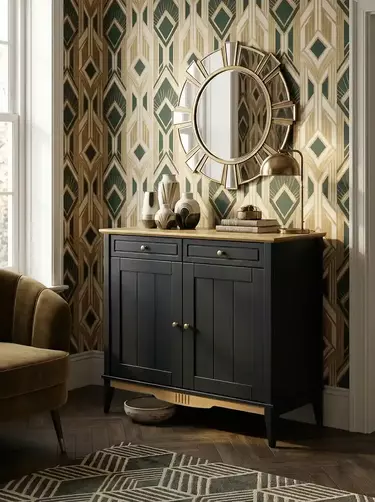 Комод буфета массив сосны Пенни блэк/антик 24