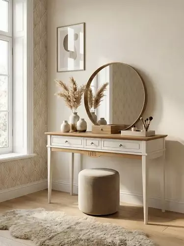 Стол туалетный с ящиками Пенни белый кварц/антик 24