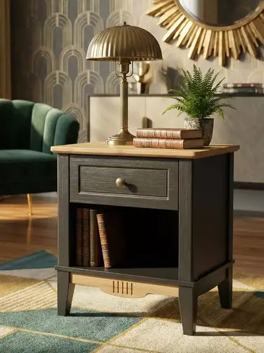 Тумба прикроватная Пенни блэк/антик 24 (NN новые направляющие)