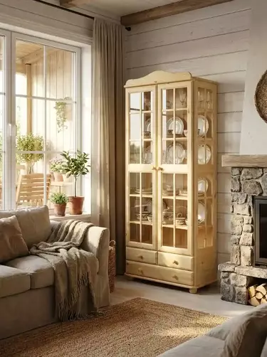 Книжный шкаф Норд 133 со стеклянными дверцами с ящиками