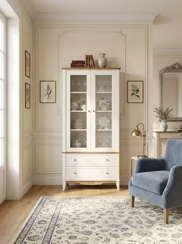 Шкаф для посуды с ящиком Пенни 22 белый кварц/антик 24