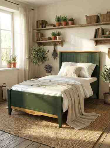 Кровать 90х200 Пенни грин 6020/антик 24