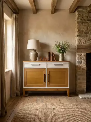 Тумба с 2 ящиками 22 Гранада белый воск/антик 24