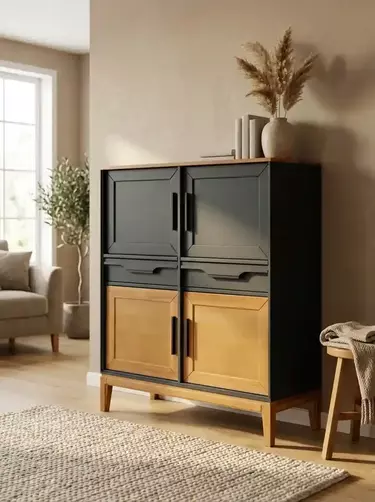 Шкаф массив сосны для посуды 42 Гранада серый 7016/антик 24