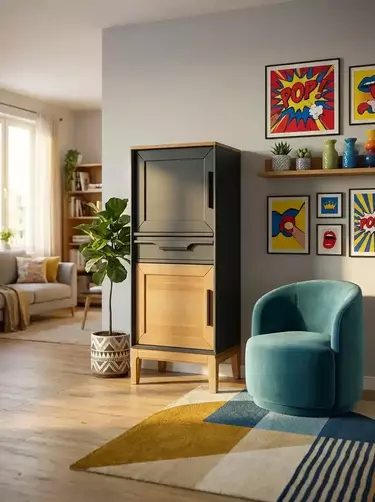 Шкаф буфет напольный для посуды 21 Гранада серый 7016/антик 24