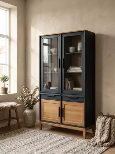 Шкаф с дверцами и ящиками для посуды 222 Гранада серый 7016/антик 24