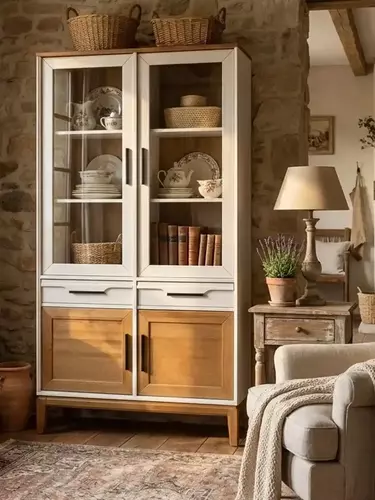 Шкаф с дверцами и ящиками для посуды 222 Гранада белый воск/антик 24