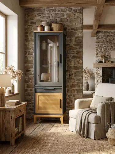 Шкаф для посуды 111 Гранада серый 7016/антик 24