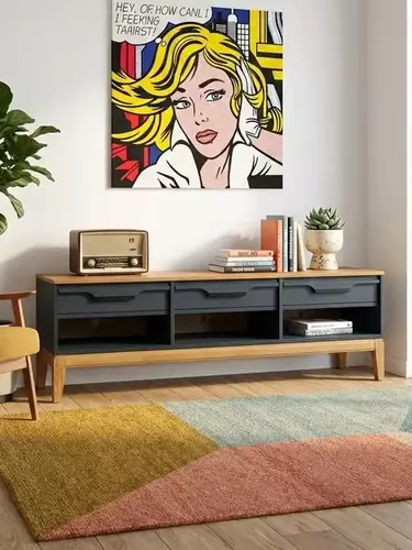 Тумба ТВ с ящиками 03 Гранада серый 7016/антик 24