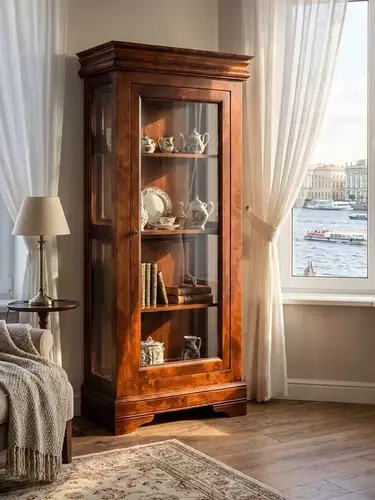 Шкаф с витриной Луи Филипп, стекло ОВ 01 (ручка слева)