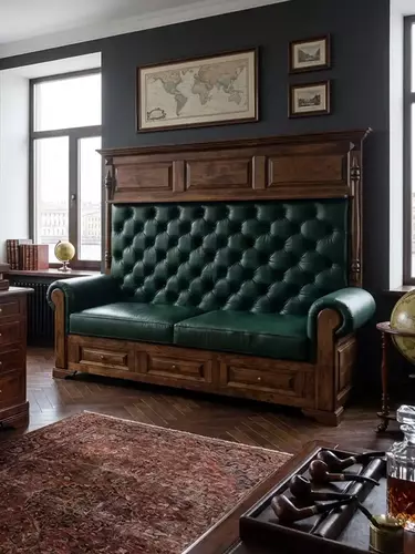 Диван из кожи в цвете дуб Луи Филипп НК 03 (кожзам)