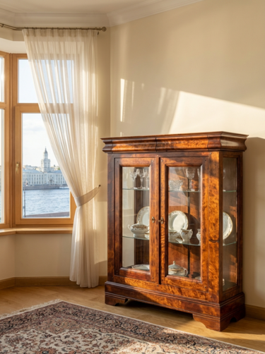 Комод двухдверный Луи Филипп ОВ 05 (стекло)