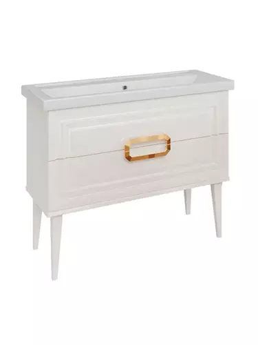 Тумба Летиция 100 напольная под раковину Фостер 100, ручки "Золото"