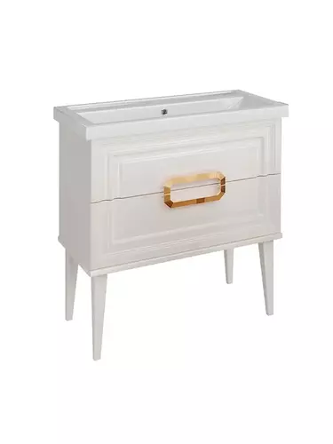 Тумба Летиция 80 напольная под раковину Фостер 80, ручки "Золото"