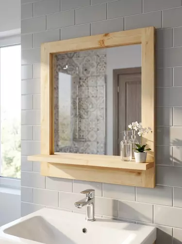  Зеркало в ванную комнату с полкой  Арль KNM7