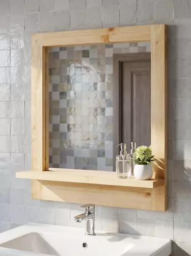  Зеркало с полкой белое  Арль KNM6