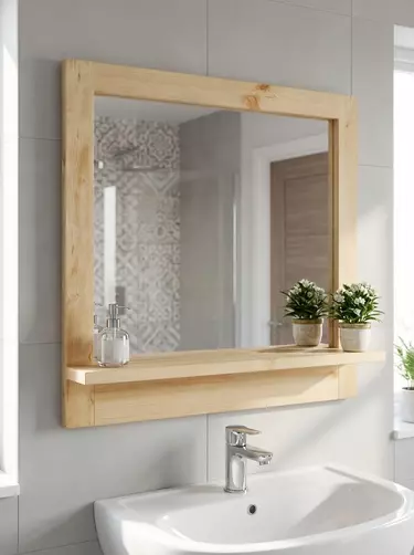 Зеркало из дерева с полкой Арль с полкой KNM9