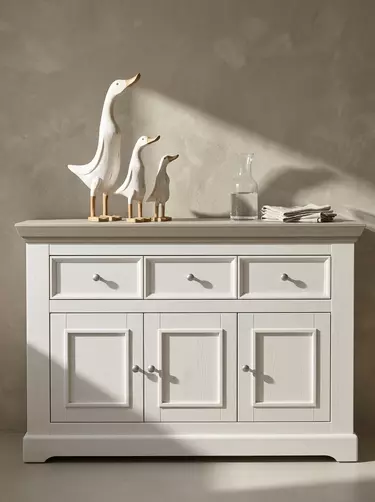 Комод буфета 3 двери 3 ящика Форест белый воск/серый